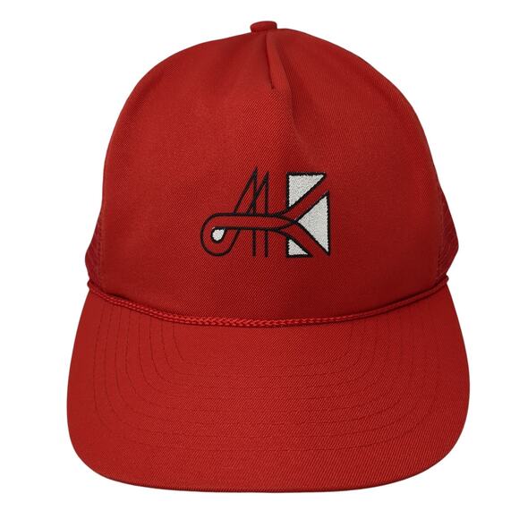 Mohr's Snapback Trucker Hat Red One Size Adjustable Mesh Back Rope Embroidered - Picture 1 of 10